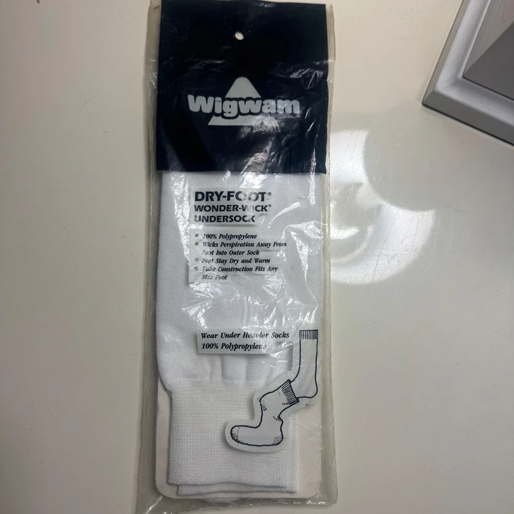Wigwam Dry-Foot Wonder-Wick Undersock White Polypropylene Liner Socks BK-105 USA